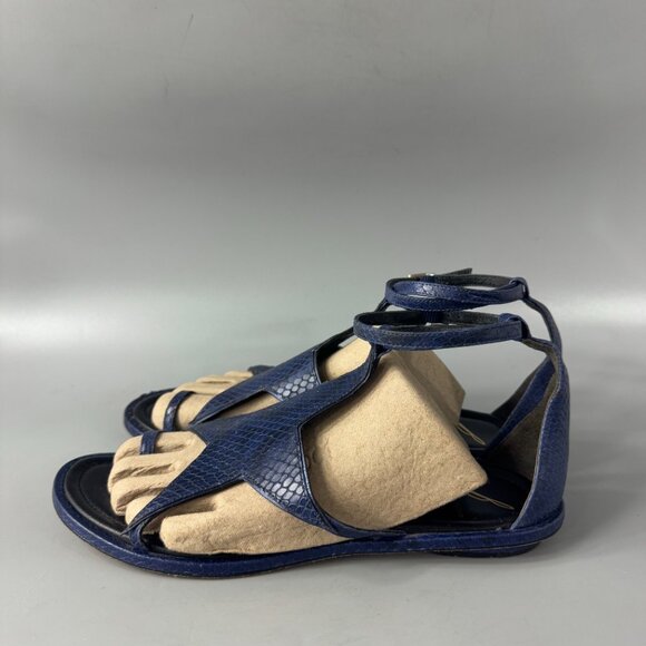 Brian Atwood Caterina Blue Leather Sandals, Size 8 - Picture 5 of 12